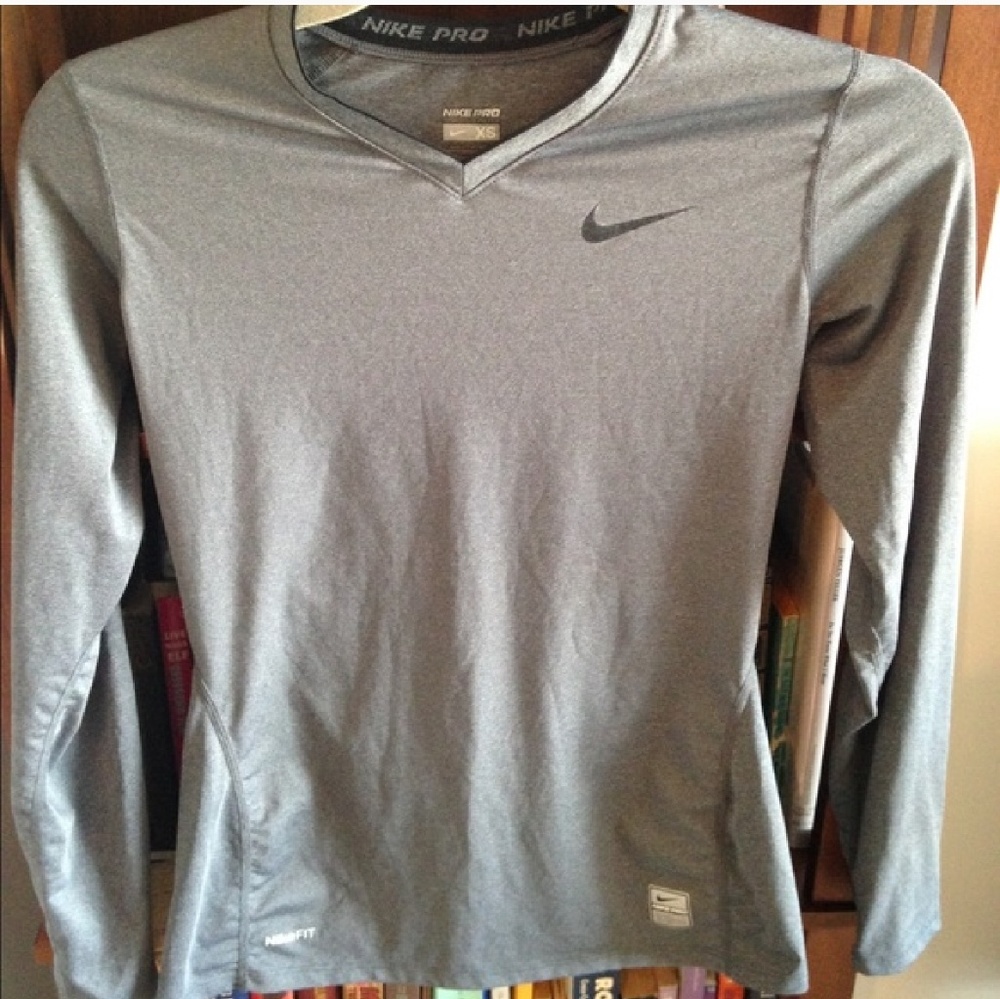 Grey Nike Pro Fitted Shirt XS
